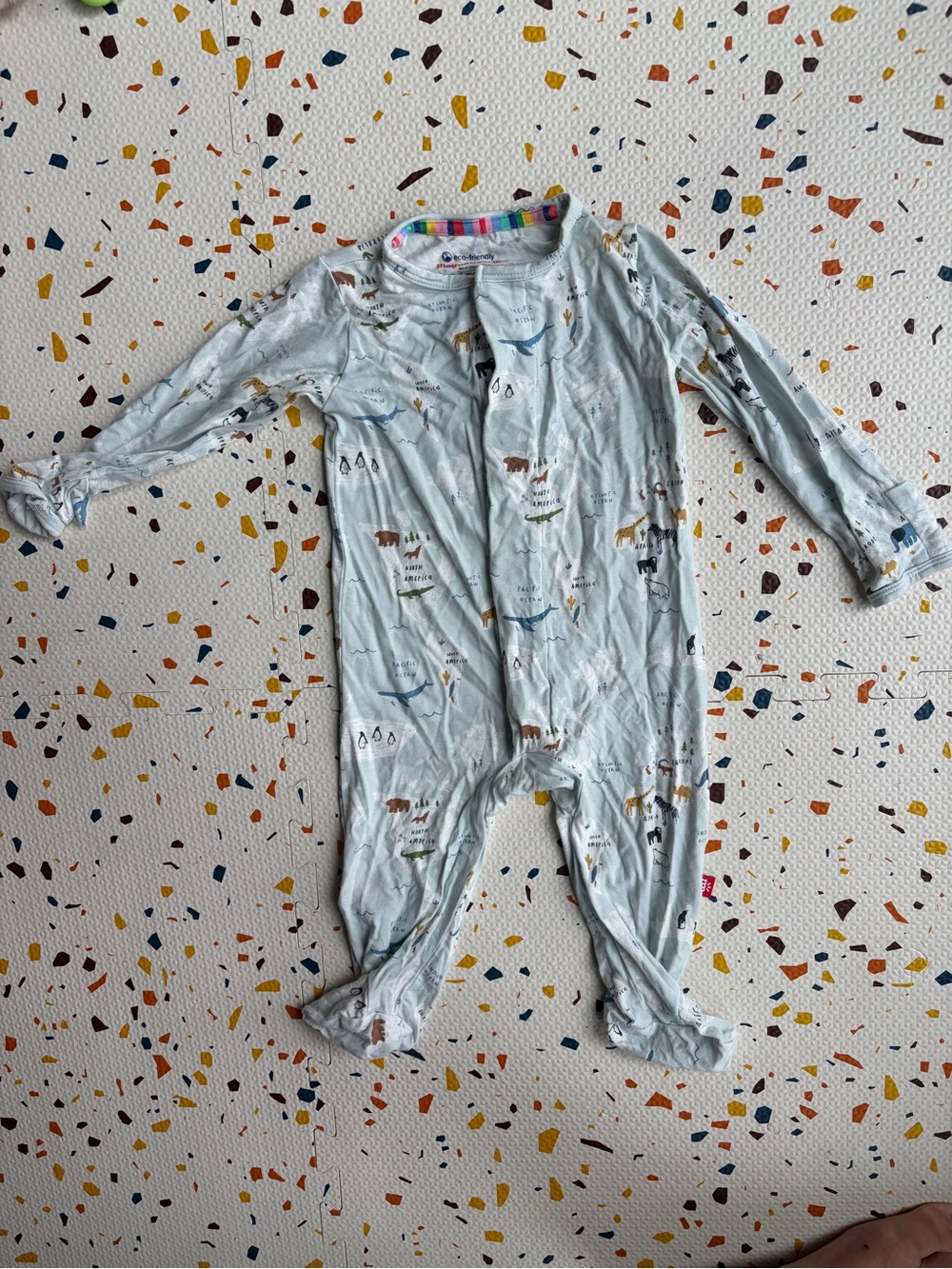Magnetic Me Light Blue Footed Pajamas with Animal Motif
